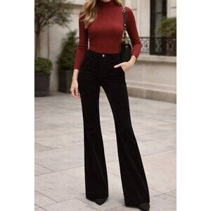 Tory Burch Velvet Black High Waisted Flare Pants Size 31